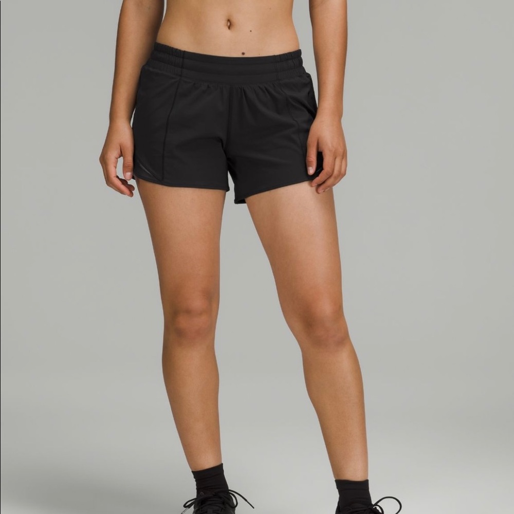 Lululemon black hotty hot low rise shorts. 4in.